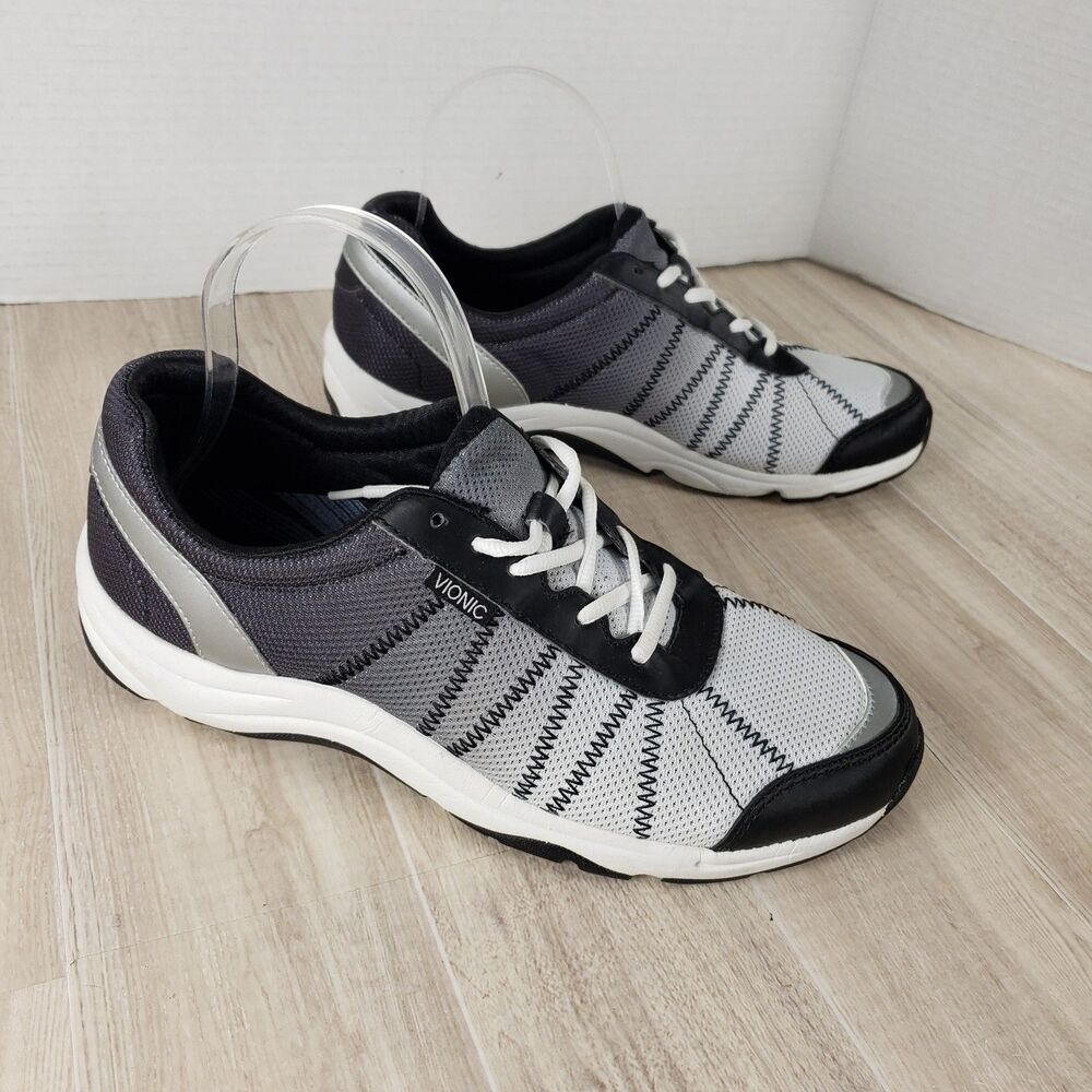 VIONIC Alliance Walking Orthopedic Shoe Black/White Sz 8